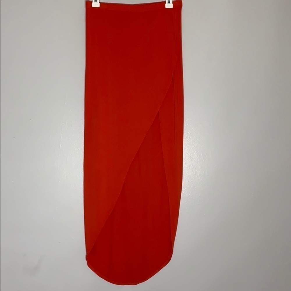 High Slit Orange stretch Women’s Maxi Skirt Small